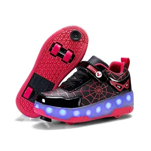 ZHOYA Spider Man Boys Walking Roller Skating Shoes Shrinkable Wind Fire Roller Skating Light Shoes Liekick Shoes Roller Skate