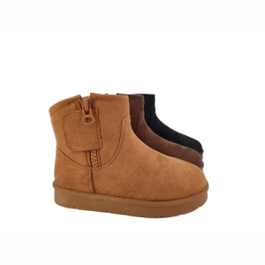 Zipper Boots for Kids and Women Suede Upper Anti-Slippery Winter Fashion Ankle & Bootie