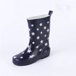 comfortable for children wellingtons with five-pointed star printing kids wellies rubber rain boots for shoes