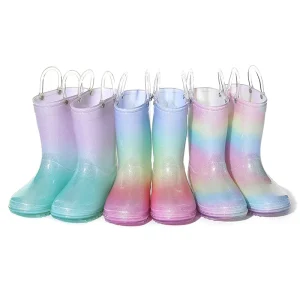 custom children’s rainbow crystal rain boots soft and comfortable garden beach princess style