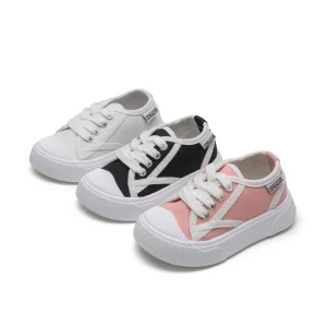 new Children’s Canvas Shoes Boys and Girls Elastic Band Casual Biscuit Shoes Baby Indoor Korean Style Board White Shoes