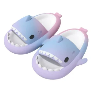 rainbow Gradient Kids Shark slippers Cute Cartoon Indoor Non slip Baby Summer slippers