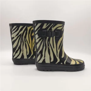 waterproof natural rubber zebra printing boys bulk customized kids rain boots