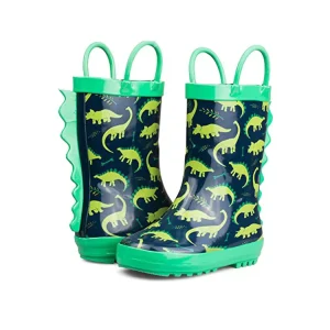 welly Dinosaur Cartoon Children Half Rubber Rain Boot Anti Slip Kids Rubber Rain Shoes Wellingtons Shoe
